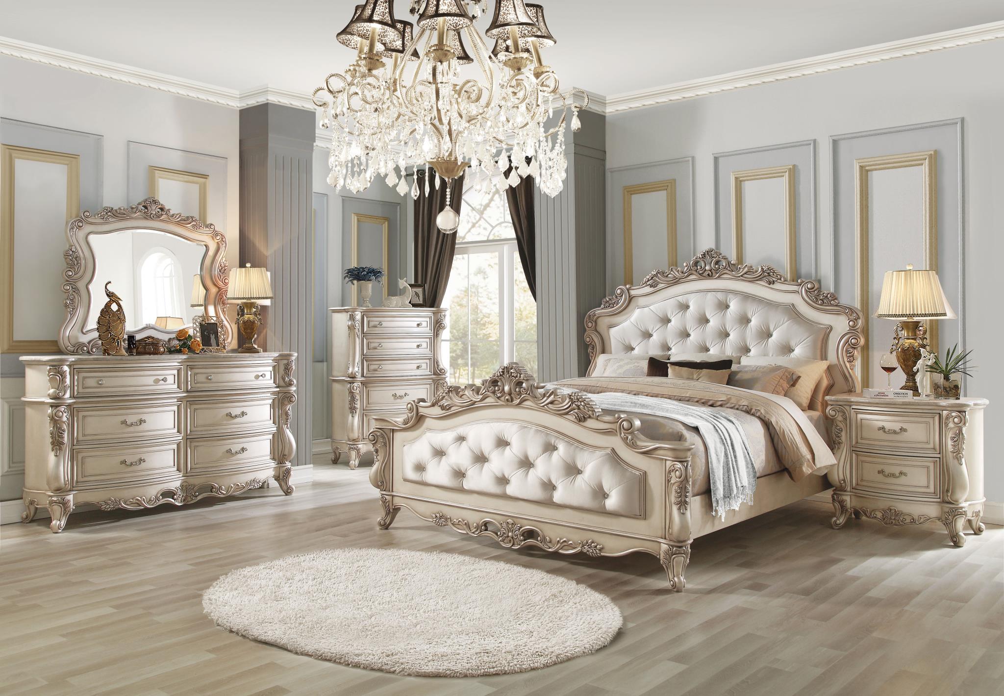 White tufted online bed set